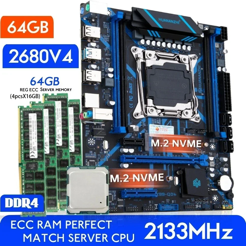 HUANANZHI X99 QD4 2680 v4 64(4*16)Gb DDR4 REG ECC..