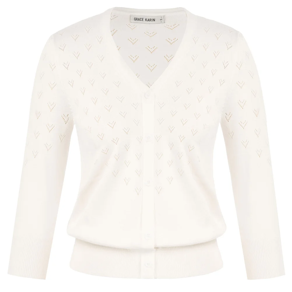 Cardigan Donna Grace Karin Maniche 3/4 - Maglieria Leggera Aperta Con Tasche E Girocollo - Foto 8