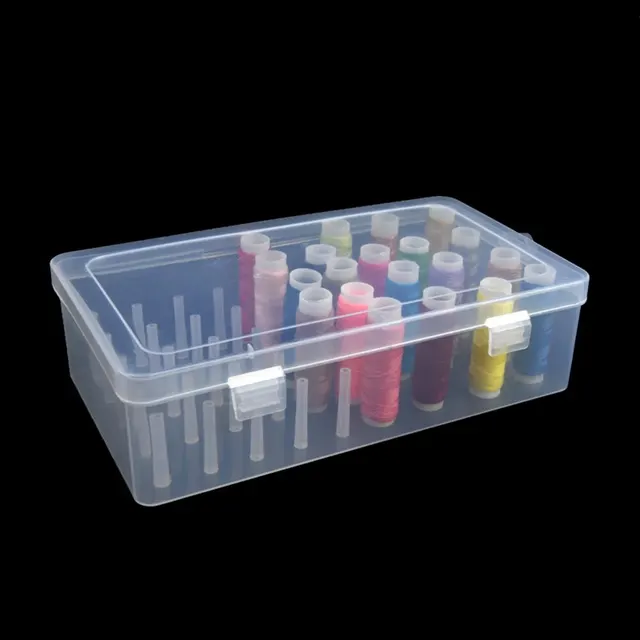 Boîte à aiguilles et de fil 42 axes, boîte de rangement domestique, ensemble d'aiguilles et de fils transparents multifonctionnels, tri de boîte de fil 1
