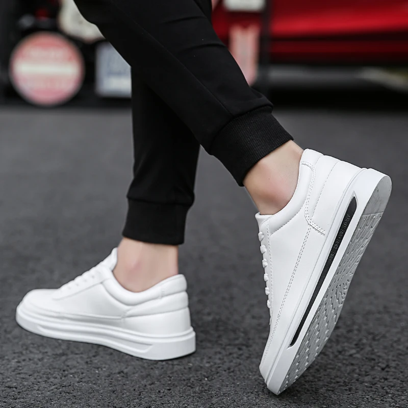 Men Shoes Leather Casual Shoes Classics Slip on for Work Bussiness Office Driving Sneaker Ventilate  Versatile Little White 5