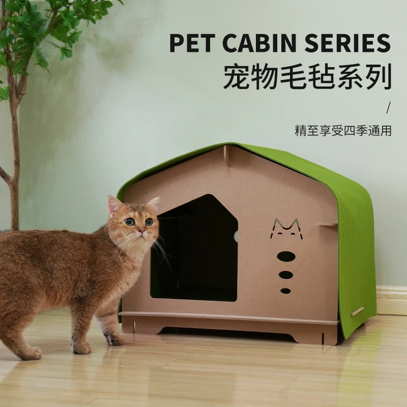 

Semi-Enclosed Cat Litter, Removable and Washable, Winter Warm Bed, Villa House, Four Seasons, Universal Pet Supplies