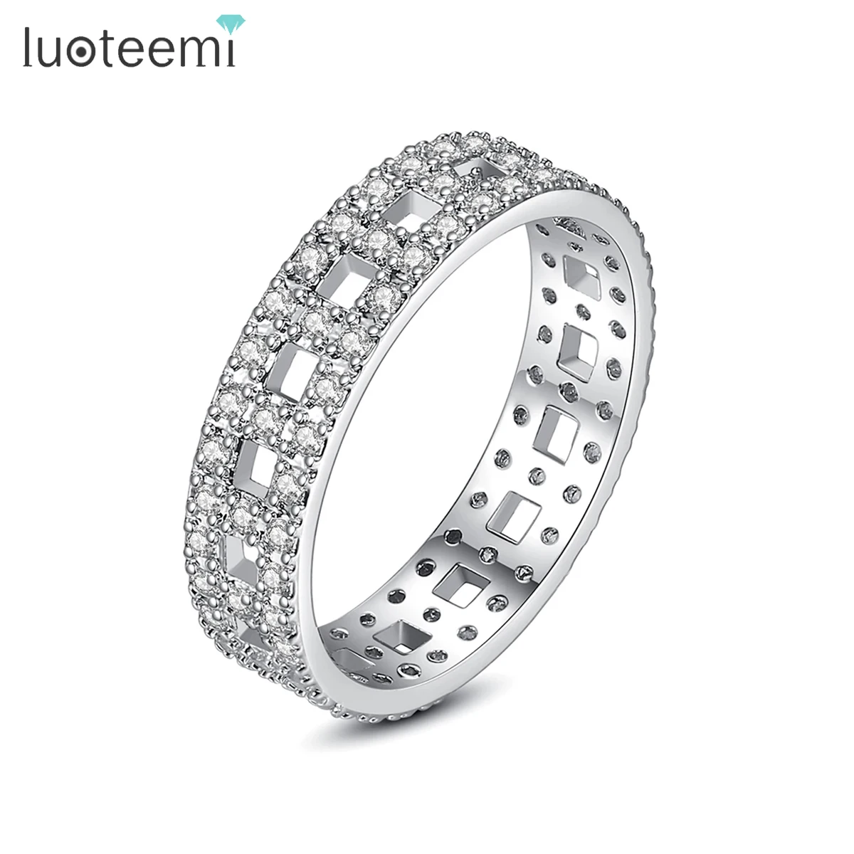 

LUOTEEMI Round Square Hollow Ring for Women Men 3A High Quality CZ Punk Ring Girl Party Accessories Gothic Rings for Women