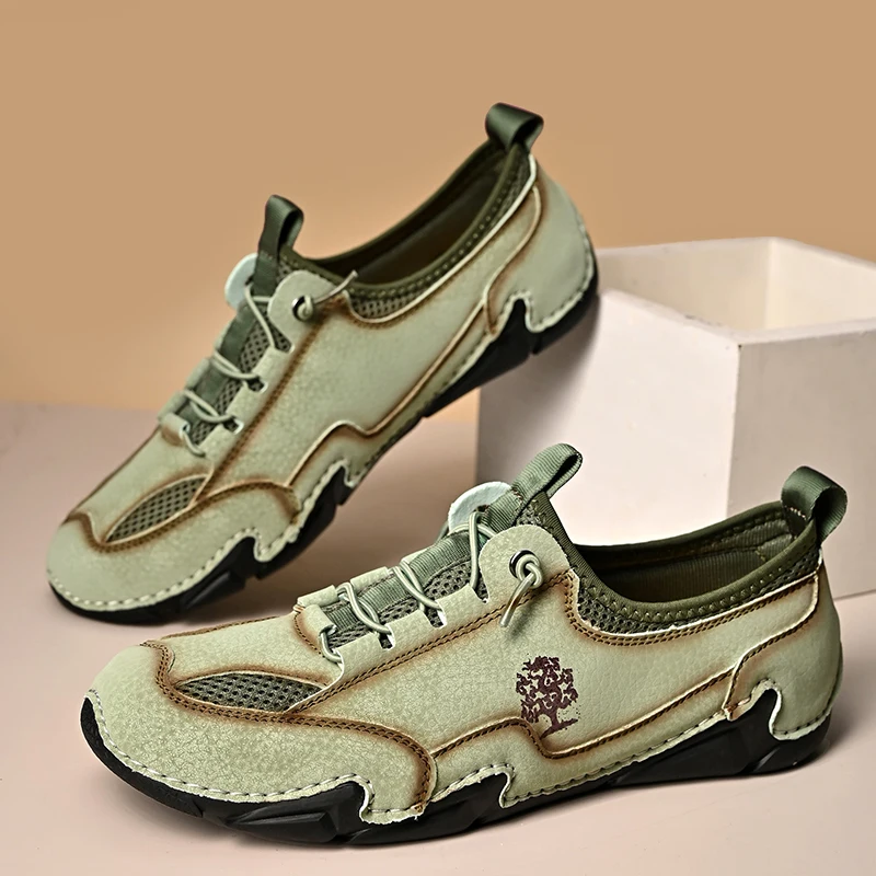 New Outdoor Men's Shoes Fashion Loafers Casual Shoes Handmade Lightweight Soft Flat Breathable Boat Shoes Moccasins Men Sneakers