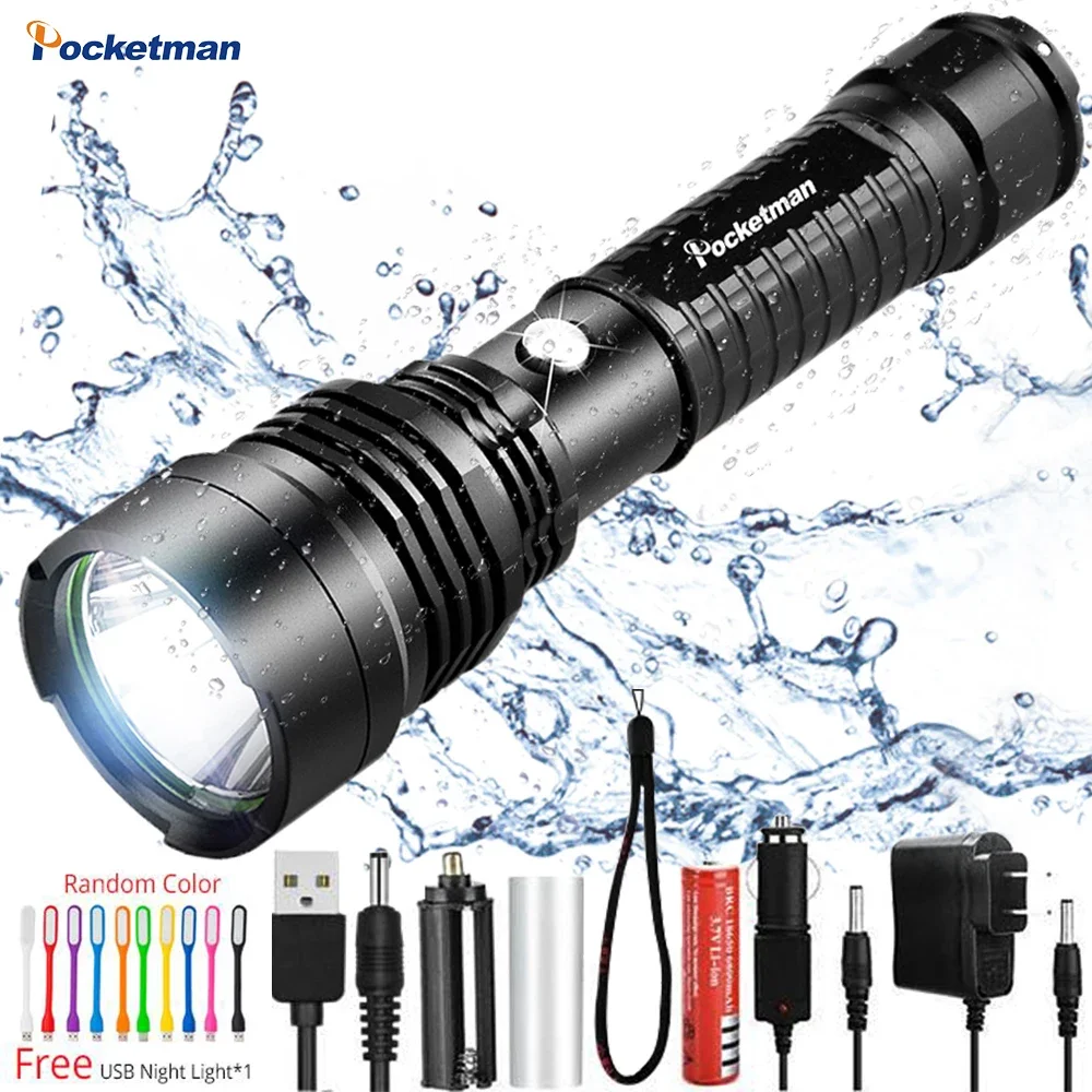 

Powerful LED Flashlight 18650 Rechargeable Flashlights Waterproof Torch for Camping Hiking Fishing Hunting Adventure
