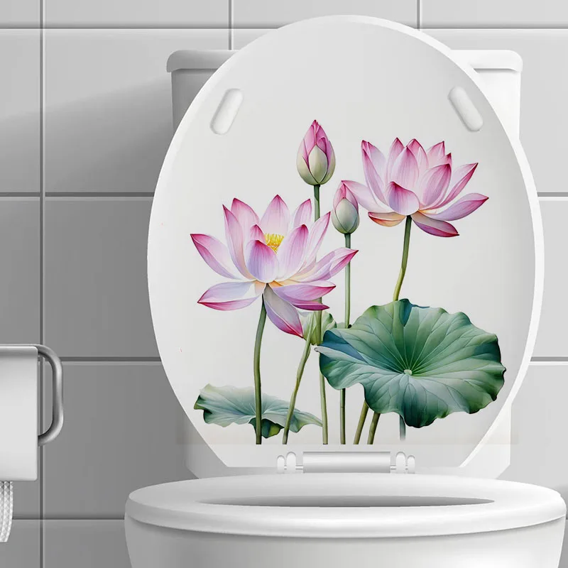 Gorgeous Lotus Toilet Stickers Decoration for Living Room, Wall, Bedroom, and Home Decor Car Decals Self-Adhesive