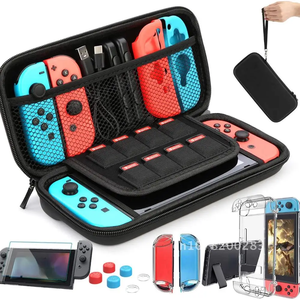 

Switch Carrying Bag for Nintendo Switch Case with 9 in 1 Nintendo Switch Accessories Kit and 6 Pcs Thumb Grip