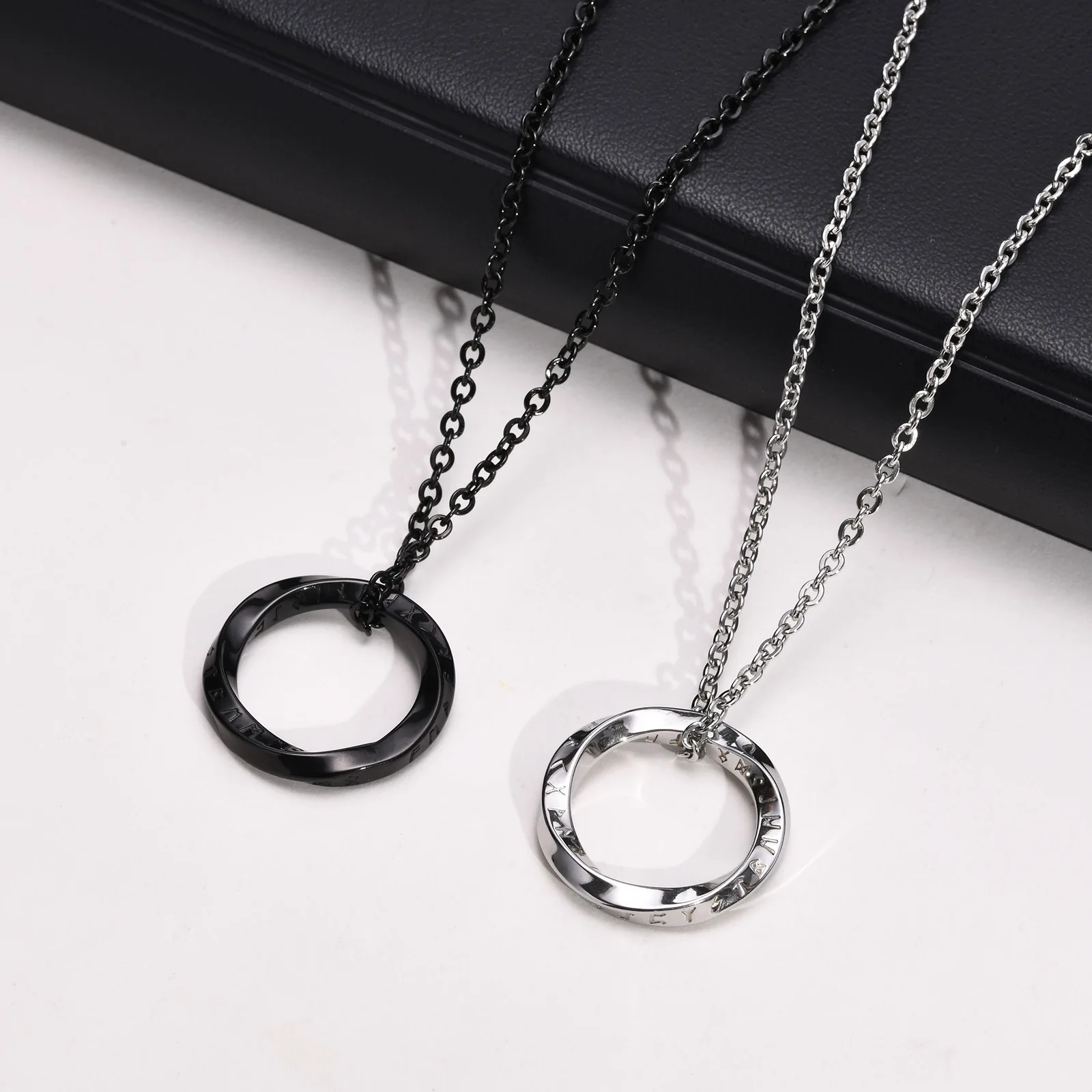 

Stainless Steel Viking Rune Mobius Pendant Black Color Men's Necklace Accessories Popular in Europe and America