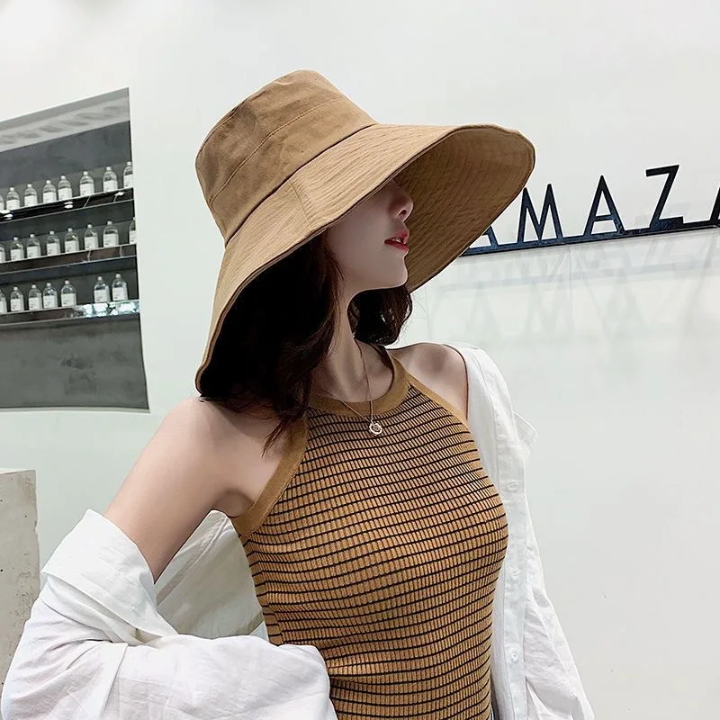 Japanese Sunshade Women's Oversized Brim Sun Hat with Full Face Coverage