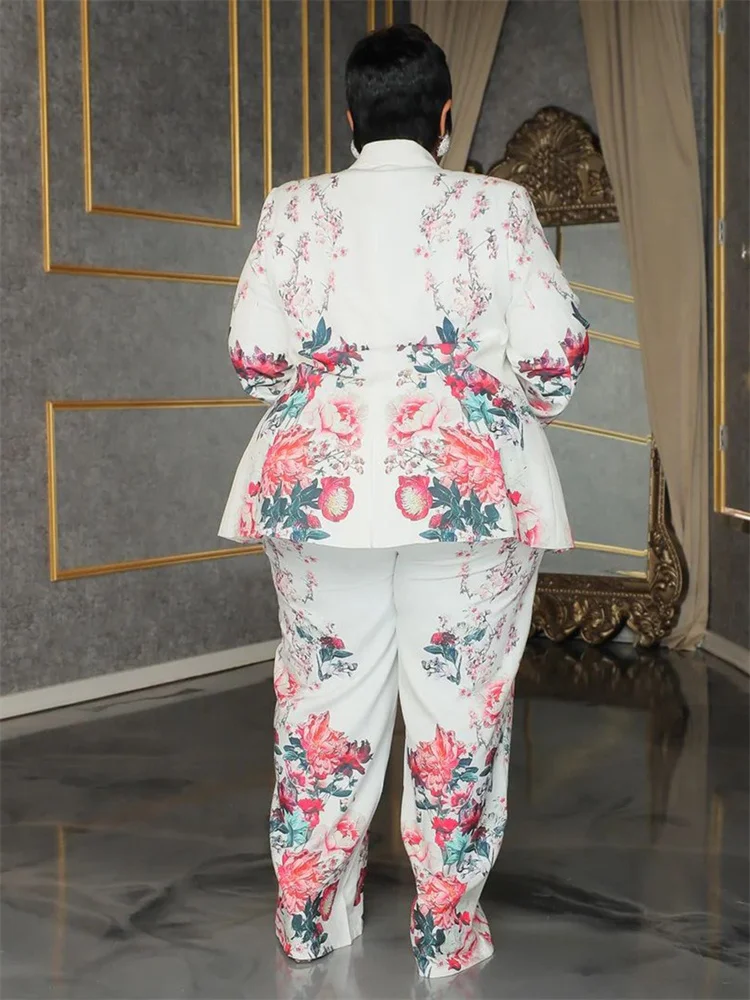 Wmstar Plus Size Two Piece Sets Women Fall Clothing Print Long Sleeve Tops Pants Shirts Matching Suits Wholesale Dropshopping