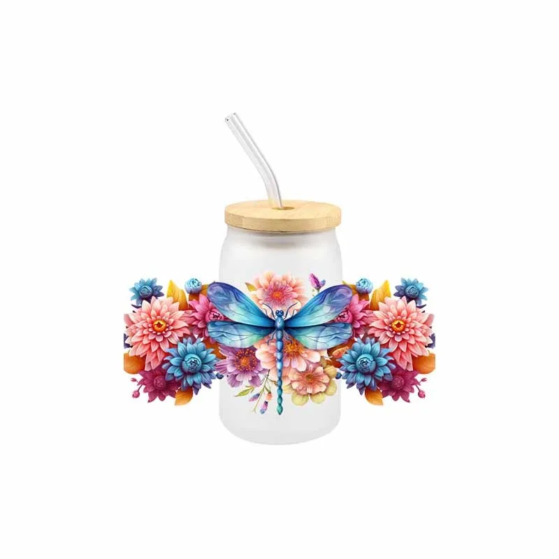 Dragonfly 3D UV DTF Transfer Sticker For Wraps Cup High Quality Waterproof DIY Sticker Libbey Glass Cup