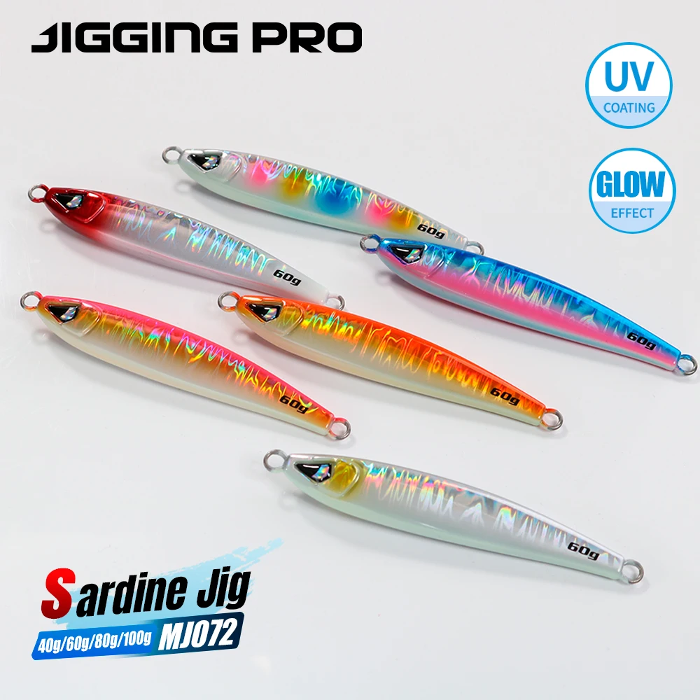 JIGGINGPRO Sardinen-Metall-Jigs, 40 g, 60 g, 80 g, 100 g, Salzwasser-Shore, künstlicher Angelköder, Weitwurf, Jigging-Köder, Angelgerät