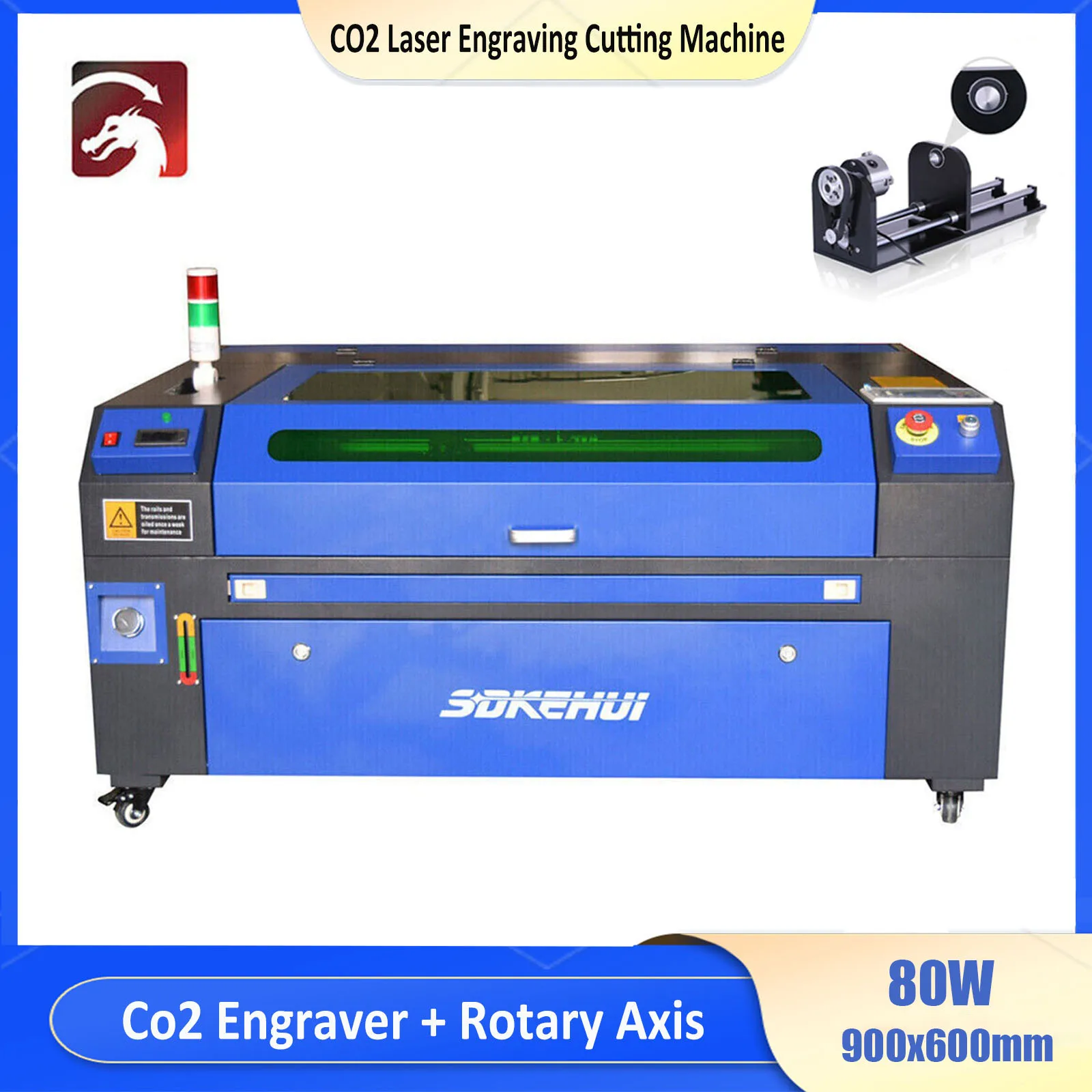 

Автофокус 80 Вт Co2 лазерный гравировальный станок 900x600 мм лазерный режущий станок, Lightburn совместимый, W вращающаяся ось
