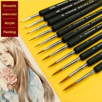4Pcs/set Weasel Hair Wooden Handle Watercolor Paint Brush Pen Miniature Hook Line Pen for Gouache Oil Acrylic Painting Brushes 1