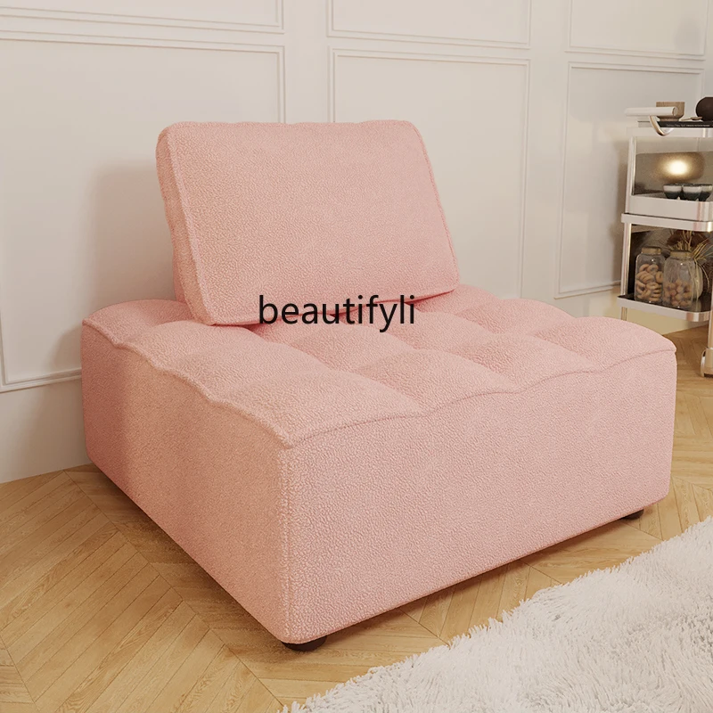 

LBX Tofu Block Sofa Nordic Bedroom Lambswool Lazy Apartment B & B Single Living Room Fabric Craft Sofa