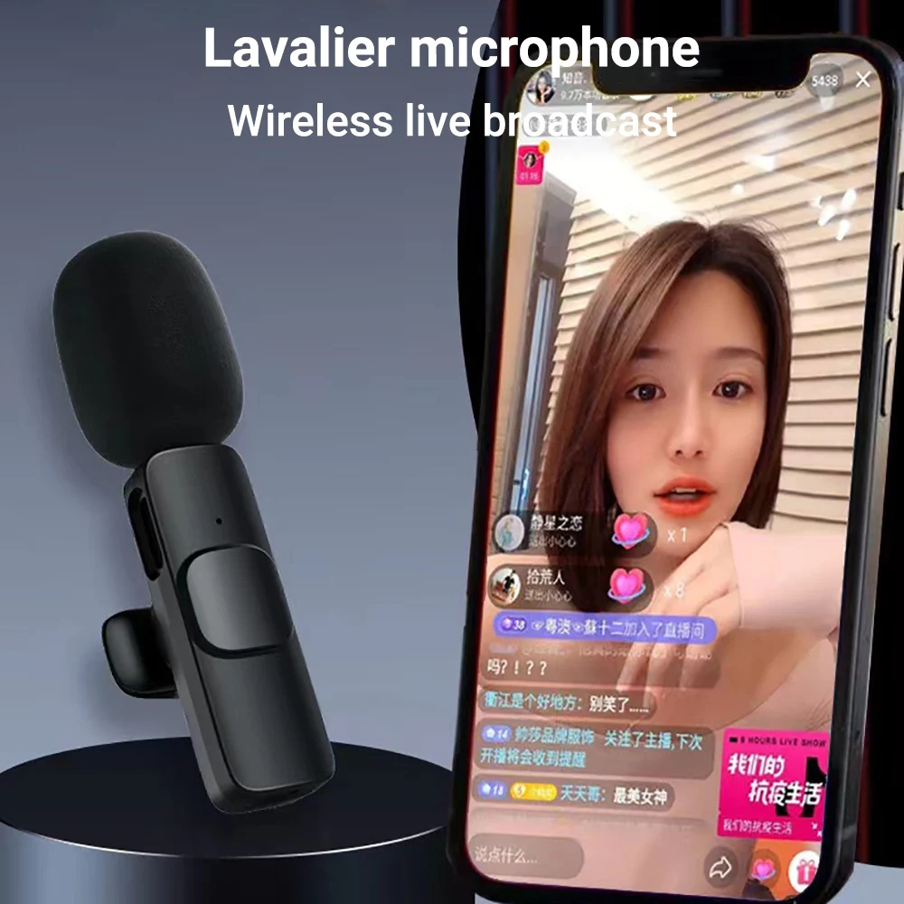 Wireless Lavalier Microphone Mini Audio Video Recording For iPhone 16 15 14 Pro 13 12 11 Live Broadcast Gaming Mic for Android