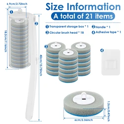 Disposable Toilet Brush Kit with Wall - Mounted Holder and Refills - Long Handle Cleaning Tool (1 Clean 18 Head N)