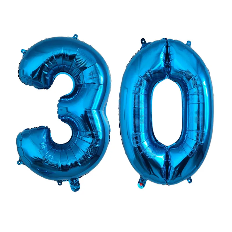 thumbnail image 1 of 2 globos de helio de 32 pulgadas, dorados, plateados, negros, azules y rosas, con números 28, 29, 30, 31, 32 y 33, suministros de decoración para fiestas de feliz cumpleaños, 1 of 5