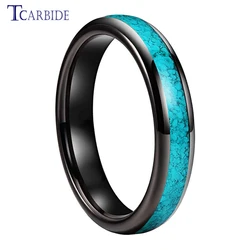 Multicolor Turquoise Tungsten Ring in Domed Polished Finish - Comfort Fit Wedding Band - 8 (Black Color 4mm)