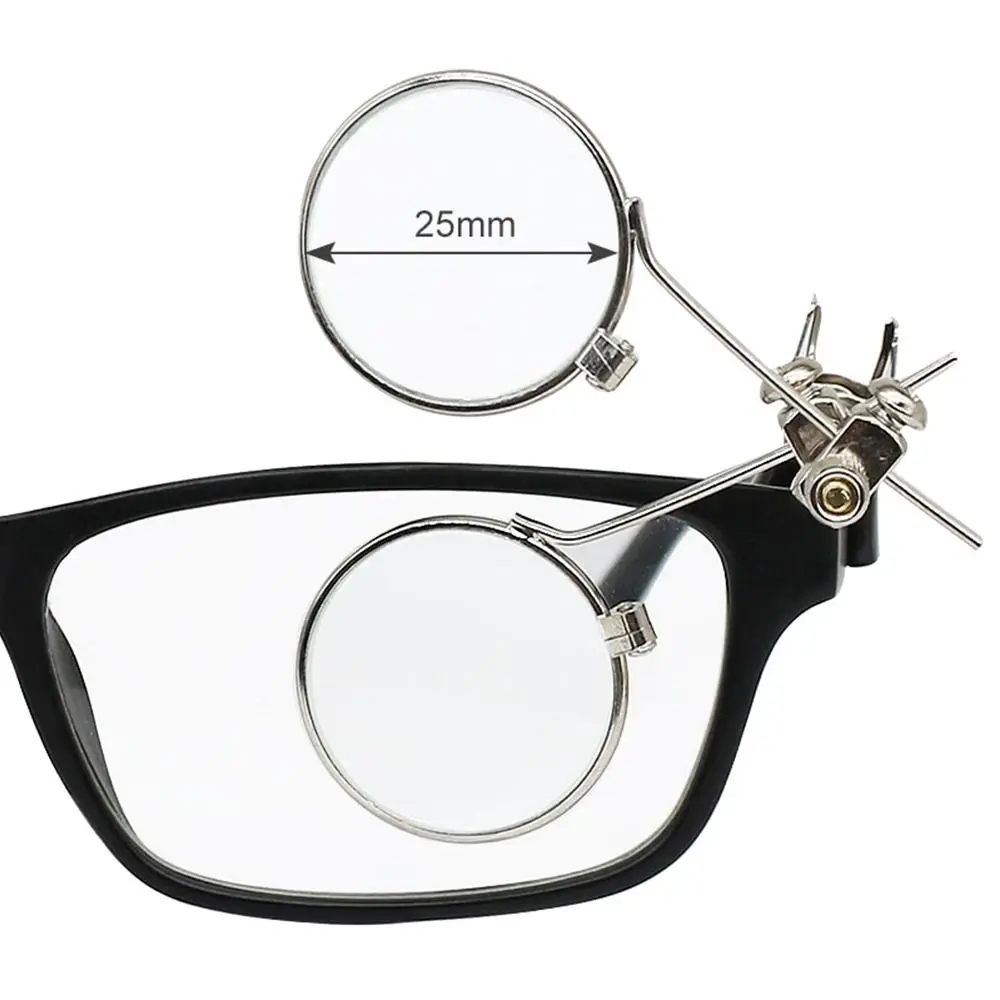 10X Double Stainless Steel Clip Lenses Magnifying Glass Magnifier Rotatable MINI Magnifier Diameter 25mm Monocular Magnifier