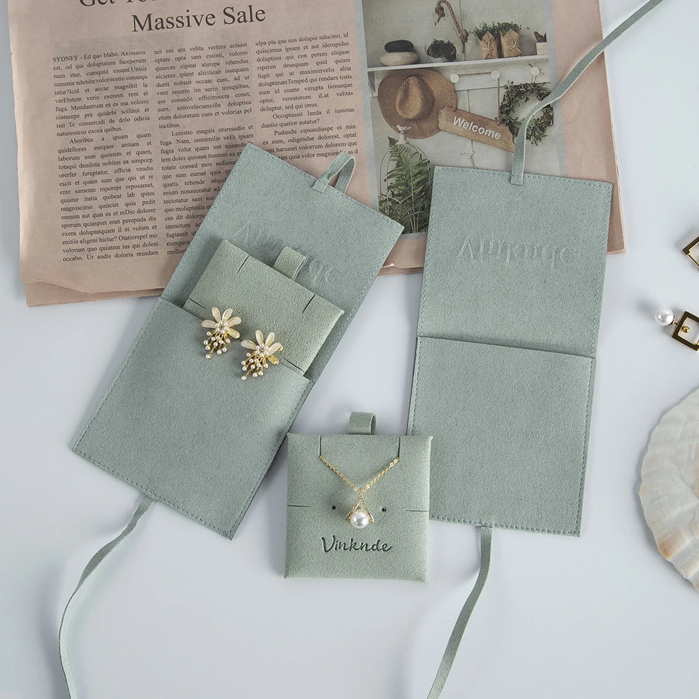2023 New Microfiber Suede Luxury Jewellery Packaging Pouches Bags Personalized Custom Logo Jewelry Gift Bag With Insert Cards