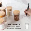 Empty Spice Jars with Label Pack (12x Bamboo Lid Glass Jar). Small 6oz Spice  Bottles with 112 Printed Spice Stickers and 48 Wri 4