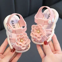 Girls' Sandals 0-3 Year Old Summer Anti slip Soft Sole External Wear Baotou Princess Cute Indoor Anti slip Beach Baby Shoes 3