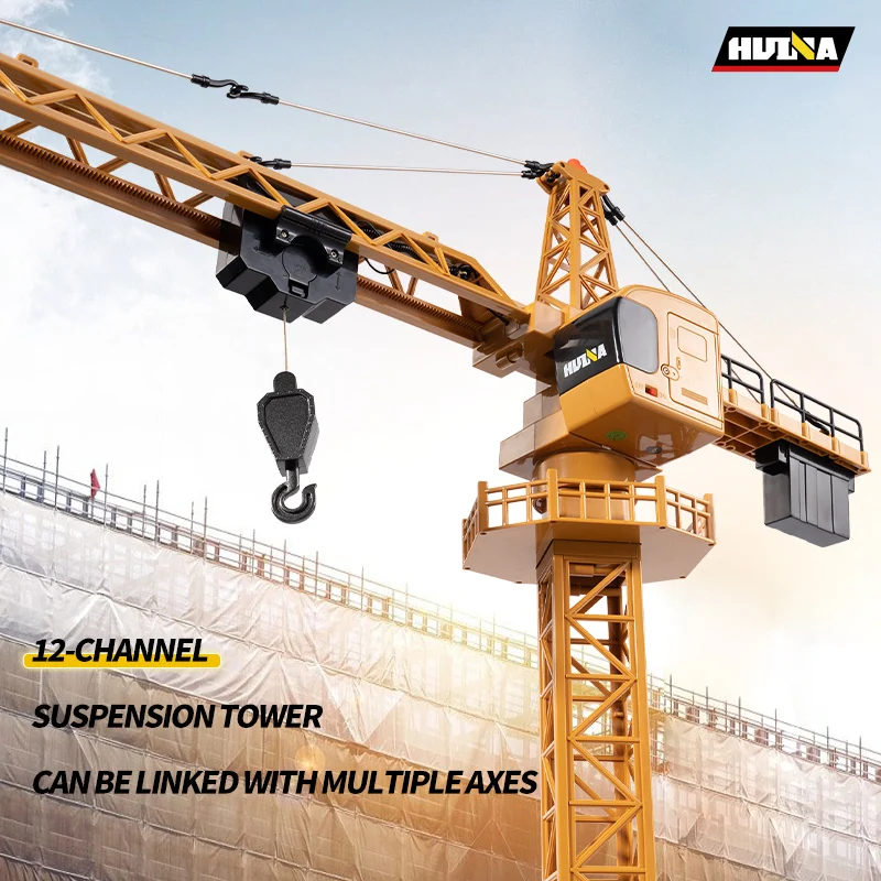 Huina 1585 Alloy Lifting Tower Crane Truck KIT 2.4G Engineering Truck Remote Control Car Battery Outdoor Toys For Boys 6