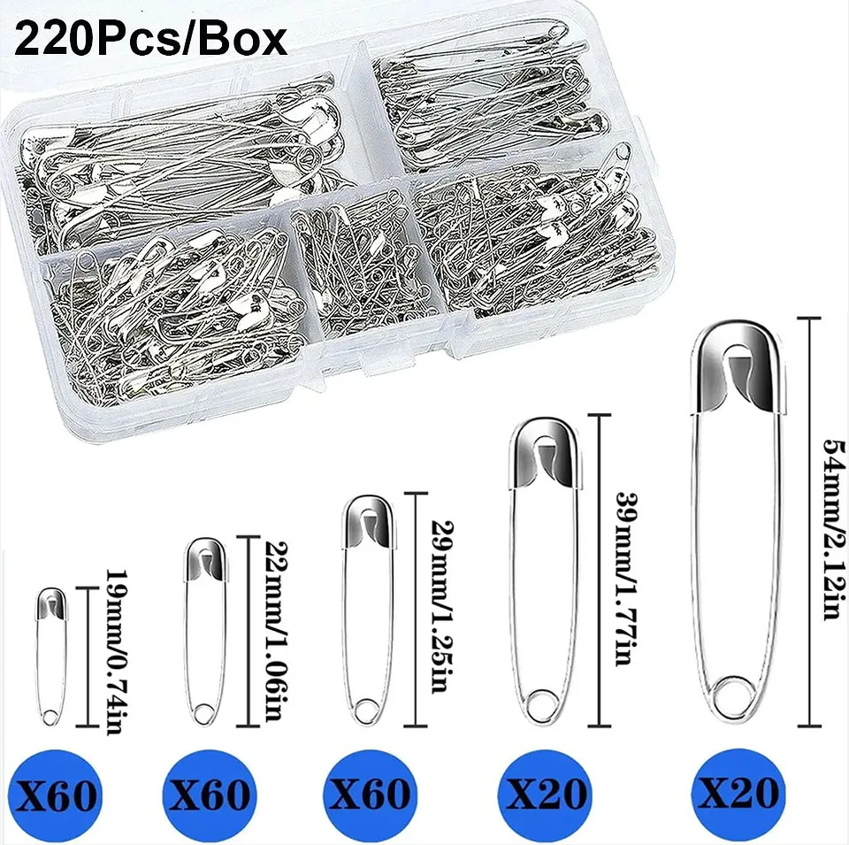 Lot 460 épingles De Sûreté Inox 7 Tailles Assorties Robustes