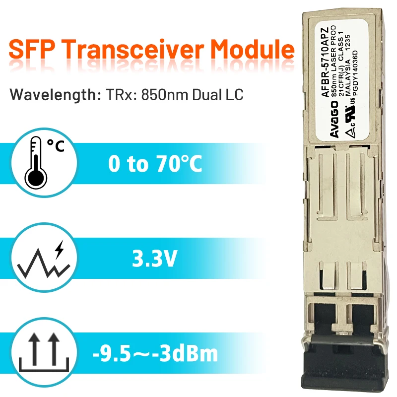 Full Compatible SFP 1Gb Transceiver Module AFBR-5710APZ 1000Base-SX 850nm 550m Duplex LC Gigabit Multimode Fiber Optical Module