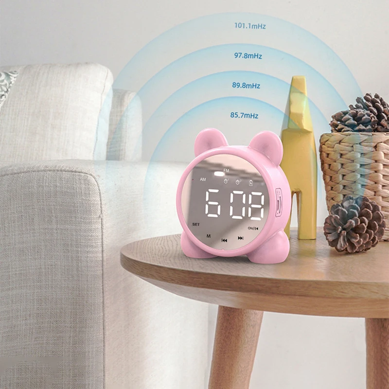 

Home Cute Multifunctional Alarm Clock Mini Wireless Speaker With Bluetooth Function Alarm Clock Loud Volume Gift Alarm Clock