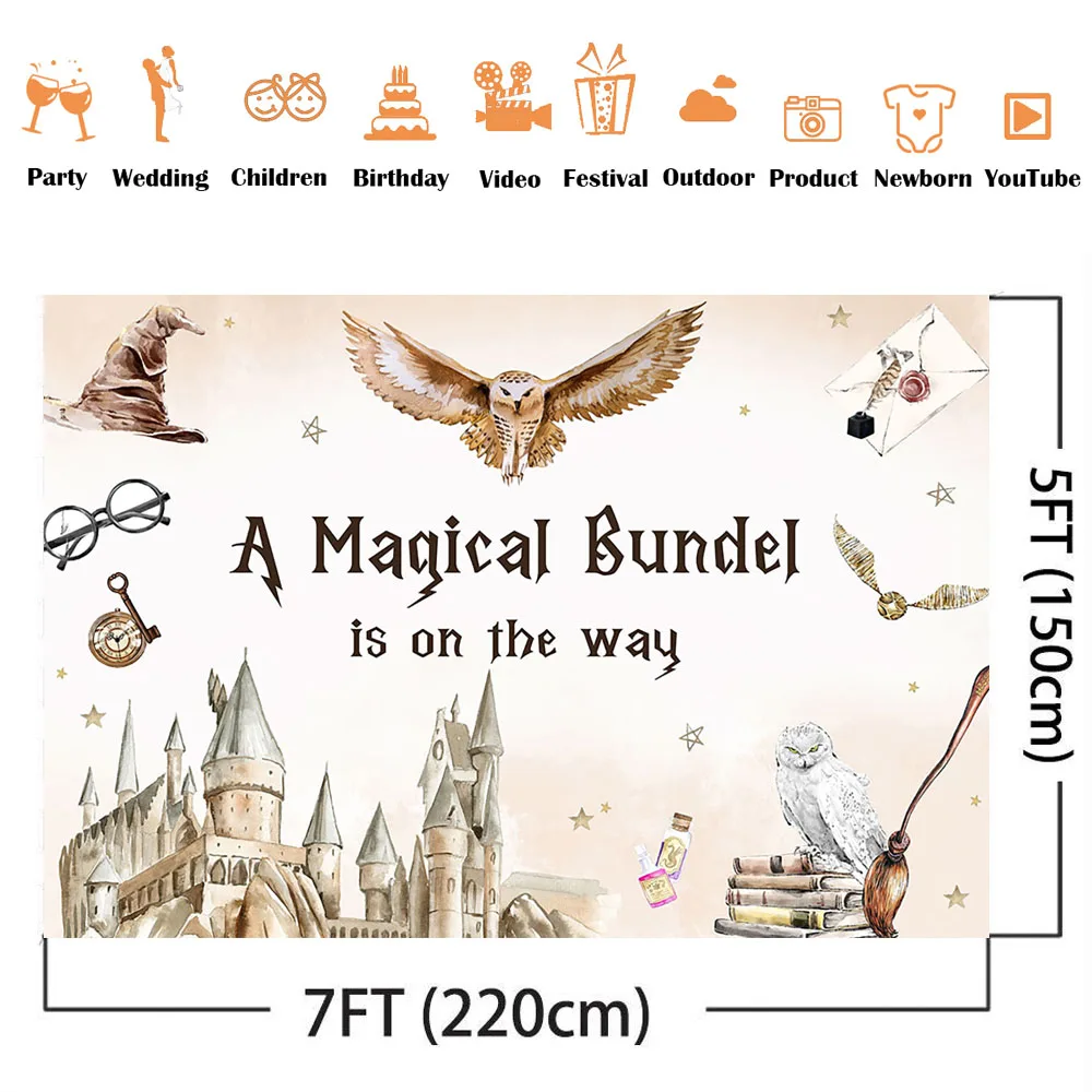 7x5ft Harry Potter Theme Photography Background for Magic Theme Birthday  Baby Shower Party Decoration Banner Backdrop