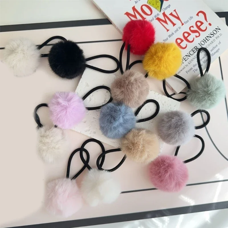 

2 Pcs Colorful Hair Tie Hair Rope Pompoms Colorful Scrunchies Princess at Large Furry Ball Ties Princess at Large