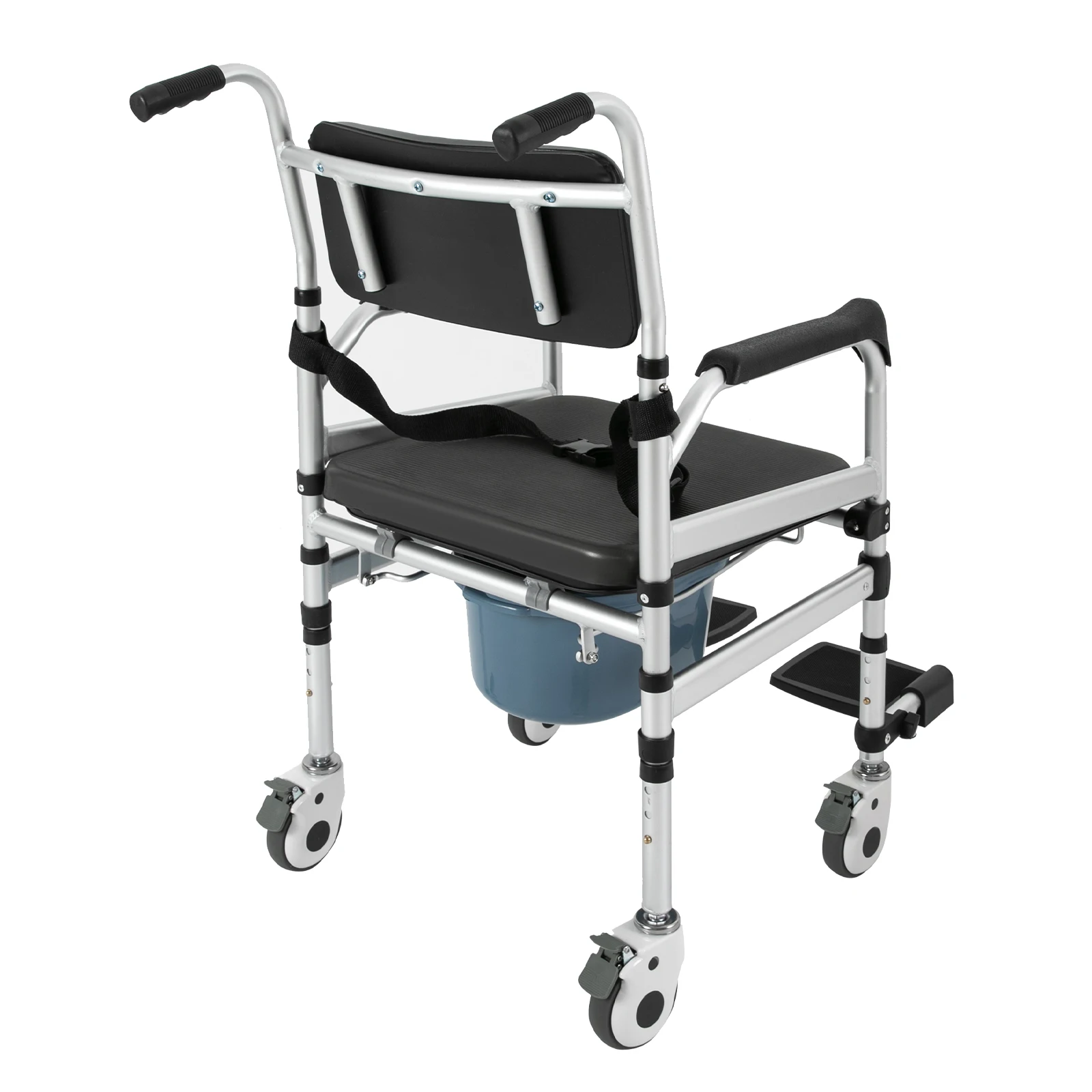 Duschstuhl W | Rollender Toilettenstuhl mit Rädern für WC W | Armlehnen, Höhenverstellbare Klappbare Badewannenstühle für Ältere, Behinderte – Detail 2