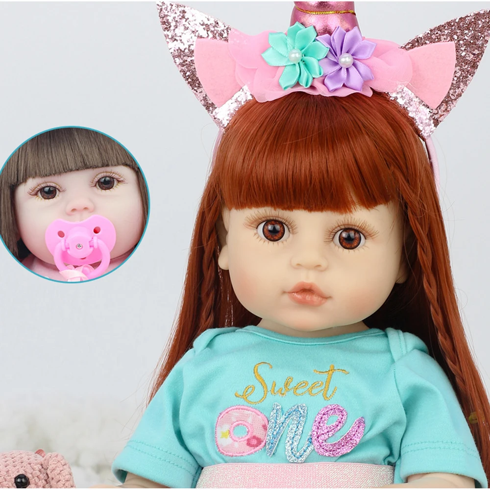 53cm Lifelike Bebe Doll Reborn Toddler Girl Pink Princess Baty Toy Very Soft Full Christmas Surprice Girl Gifts Doll