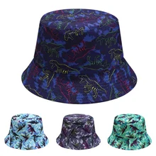 

Spring Summer Reversible Fisherman Hat Men Cartoon Dinosaur Printed Basin Hat Outdoor Bucket Hats Hip Hop Bucket Cap Panama Hat