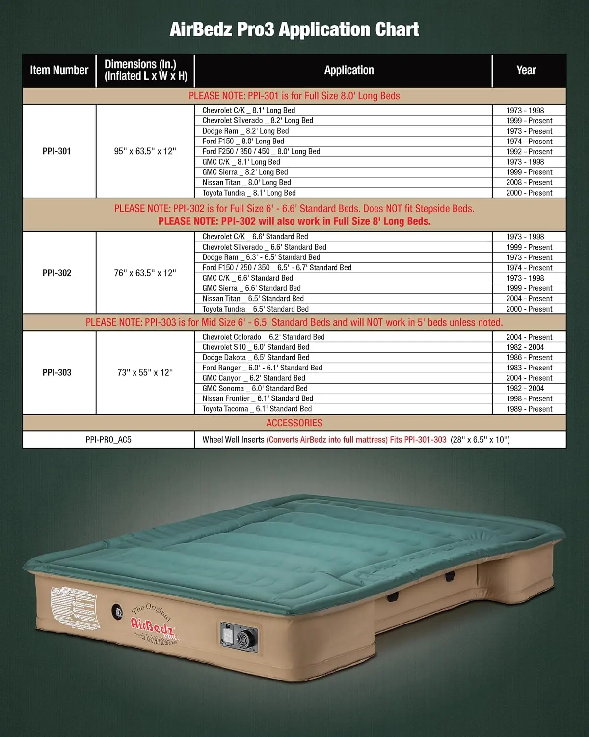 Truck Bed Mattress Series The Original Truck Bed Air Mattress 6.5 Full Size