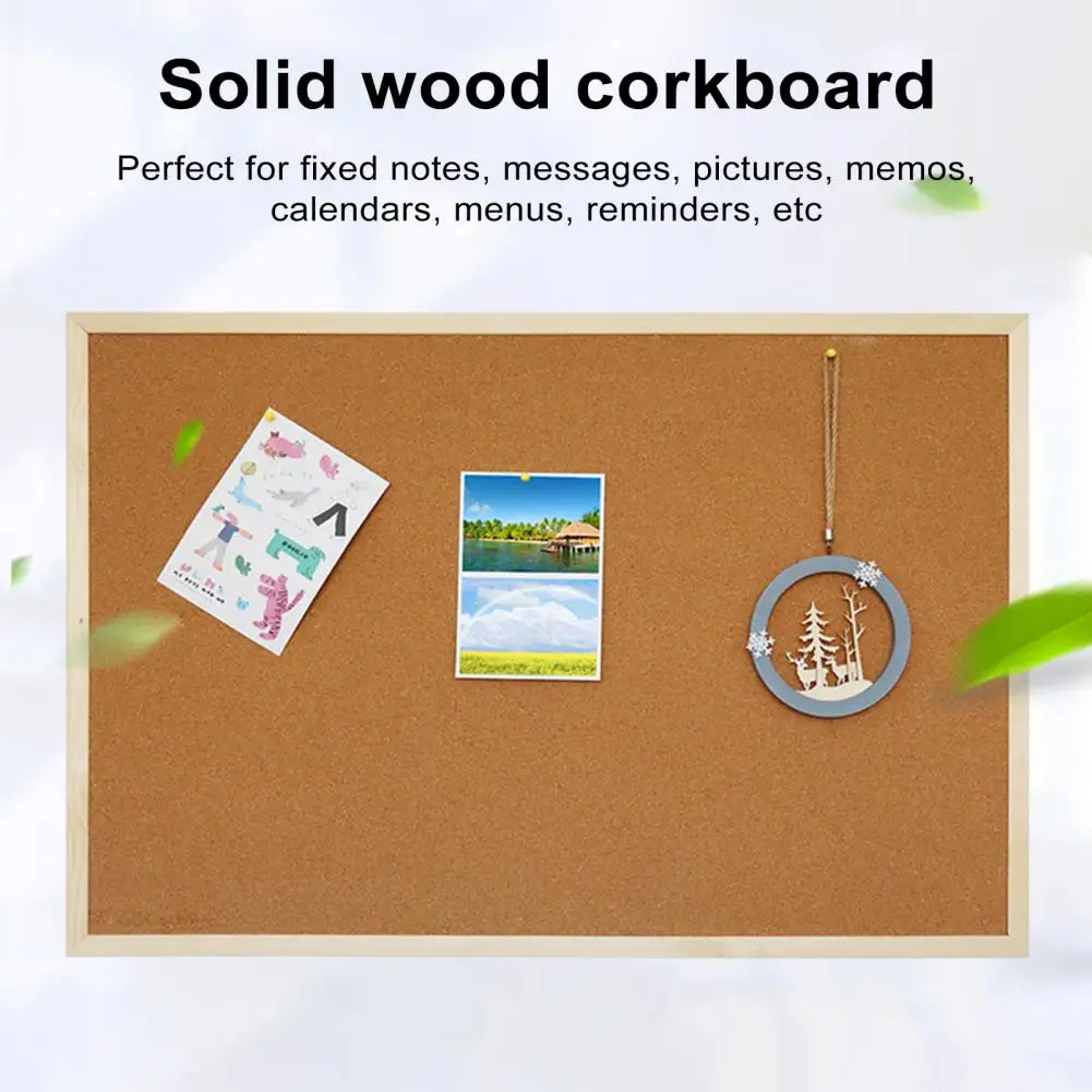 Sturdy Wooden Cork Board Wood Frame Cork Bulletin Board for Notes Messages Pictures Durable Memo Board for Home or Office Use