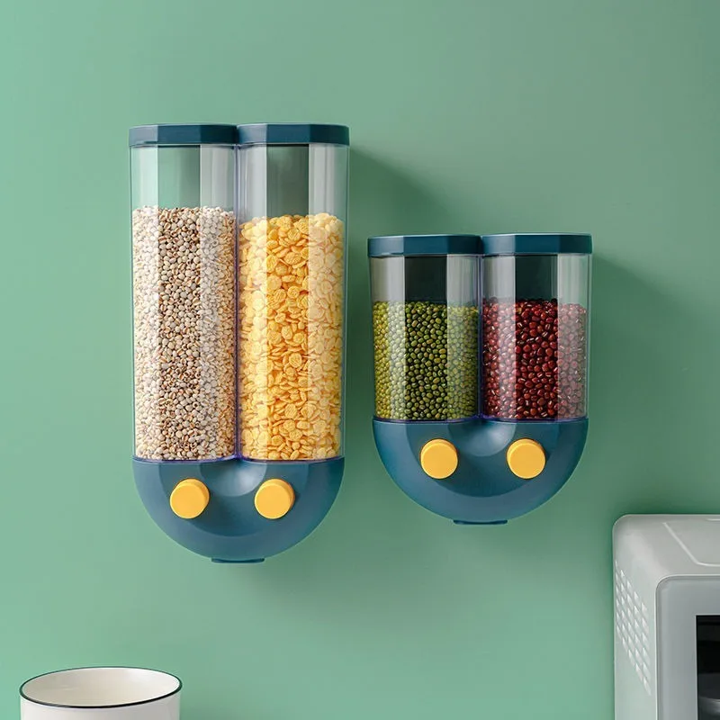 Wall Mounted Press Cereals Dispenser Grain Storage Box Dry Food Container Organizer Kitchen Accessories Tools | Дом и сад
