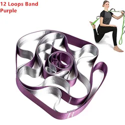 Enhanced Yoga Stretching Strap for Physical Therapy and Fitness (12 Loops Purple)