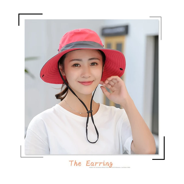 1~8PCS Protection Foldable Bucket Hats for Women Horsetail Hole