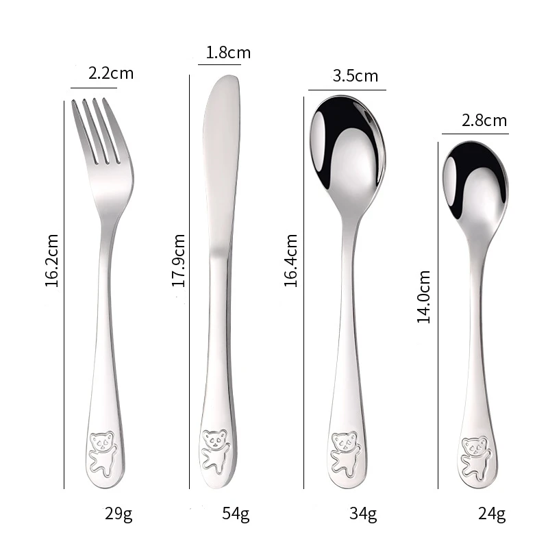 1/4pcs Baby Teaspoon Spoon Food Feeding Fork Knife Utensils Stainless Steel Kids Learning Eating Habit Children Tableware cutlery set stainless steel cutlery set baby feeding spoons