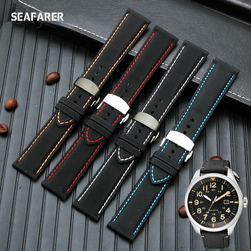 Cinturino In Nylon Impermeabile Da Uomo Per Citizen Seiko Timex Canvas Watch Bracciale 22 24Mm Accessori A Sgancio Rapido