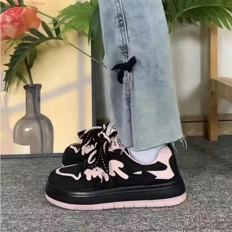 Trendy Black Pink Shoes Y2k Hip Hop Casual Board Shoes 2023
