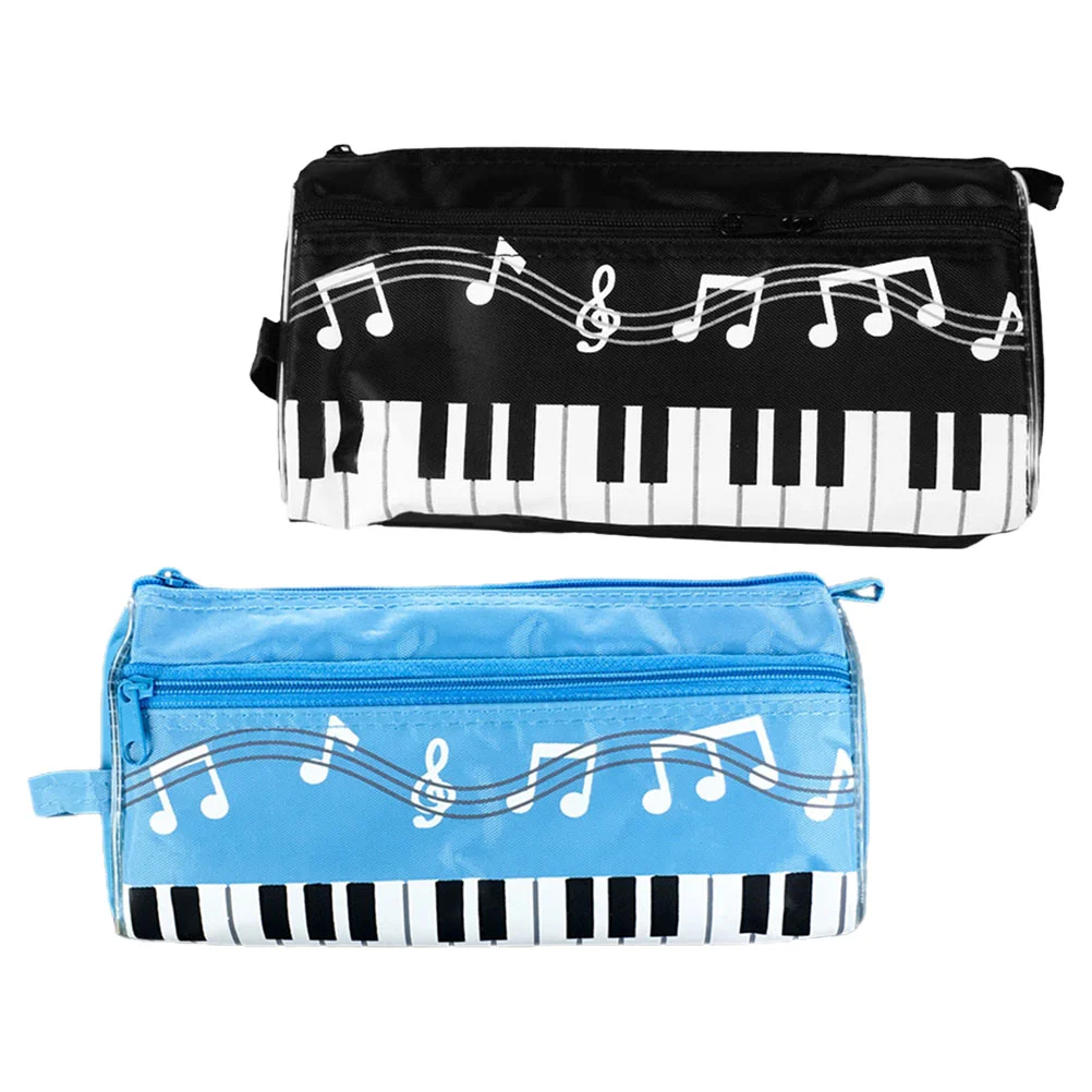 

2 pcs Music Symbol Pen Bags Piano Pattern Pencil Storage Pouch Students Pencil Bags