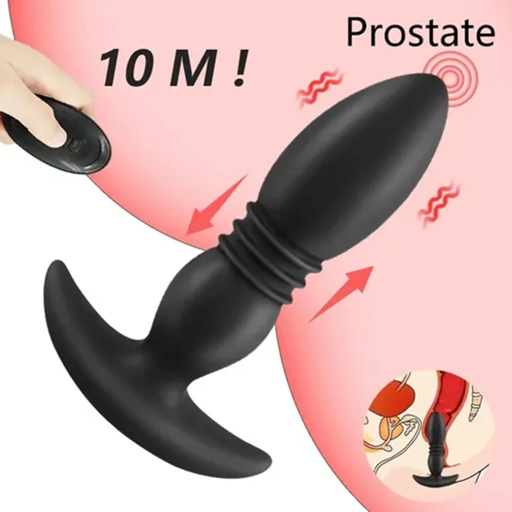 Remote Control Wireless Anal Plug Vibrators for Men Prostate Stimulator Male Telescopic Vibrator Massager_voghion.com