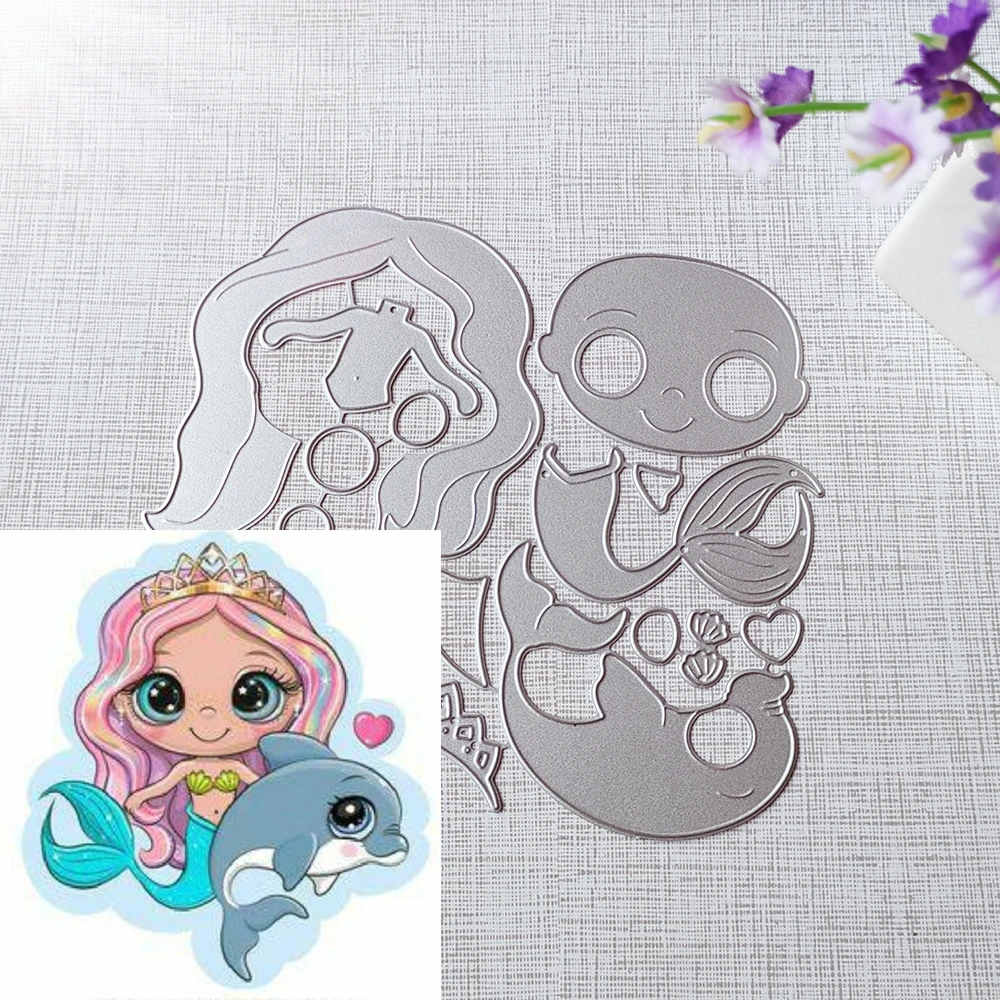 

New mermaids and whales cutting dies scrapbook decoration embossed photo album decoration card making DIY crafts