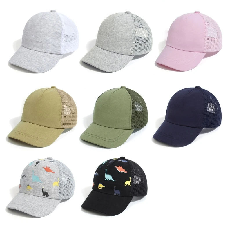 Children Baseball Cap Summer Boys Girls Mesh Hat Cartoon Dinosaur Sunscreen Hat