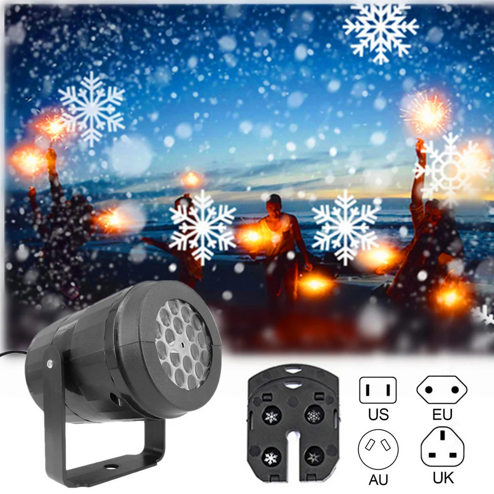 

EU/US/UK/AU Plug 4W Snowflake Projector Light AC100-240V Indoor Holiday Decoration Snowfall Christmas Lamp for Bedroom,Foyer