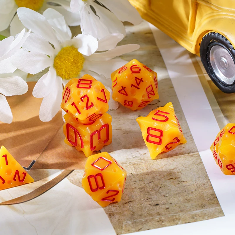 Critallic Dnd Cheese Dice 7Pcs Set Di Dadi Poliedrici Ottimo Per Dungeons And Dragons Pathfinder Giochi Rpg Da Tavolo