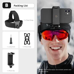 Vamson Adjustable Head Strap with Mobile Phone Clip for Action Cameras and Smartphones